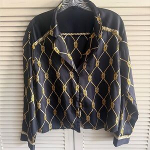 Zara Black and Gold Rope Patterned Blouse